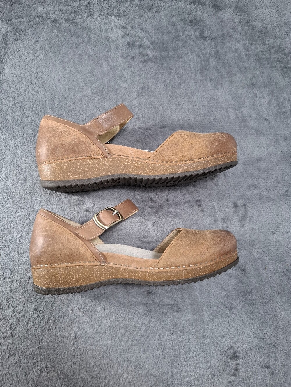 Dansko Mae Women's Tan burnished Suede Mary Jane Lightweight Boho Neutral 10.5 - Picture 13 of 16